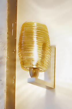 Murano glass wall lamp with amber glass wire - Damasco Collection. Vistosi. 