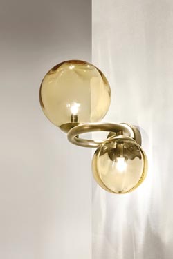 Puppet wall lamp 2 amber spheres. Vistosi. 