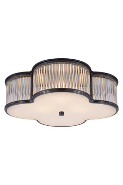 Large glass and metal ceiling light with gunmetal finish Basil. Visual Comfort&Co.. 