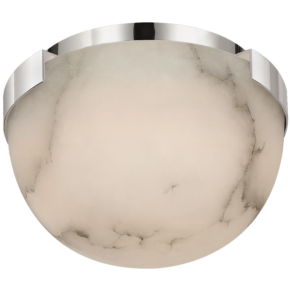 Melange mini alabaster dome ceiling light and polished nickel support. Visual Comfort&Co.. 