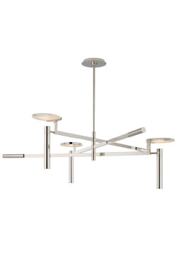 Contemporary 3-light chandelier in alabaster and polished nickel. Visual Comfort&Co.. 