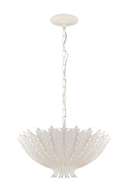 Hampton small chandelier with carved foliage in white plaster. Visual Comfort&Co.. 