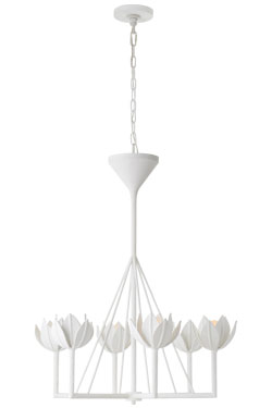 6-light tulip chandelier in white plaster Alberto. Visual Comfort&Co.. 