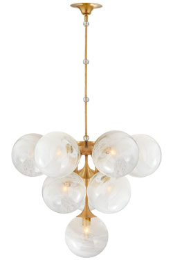Cristol lustre 10 lumières boule blanche et doré. Visual Comfort&Co.. 