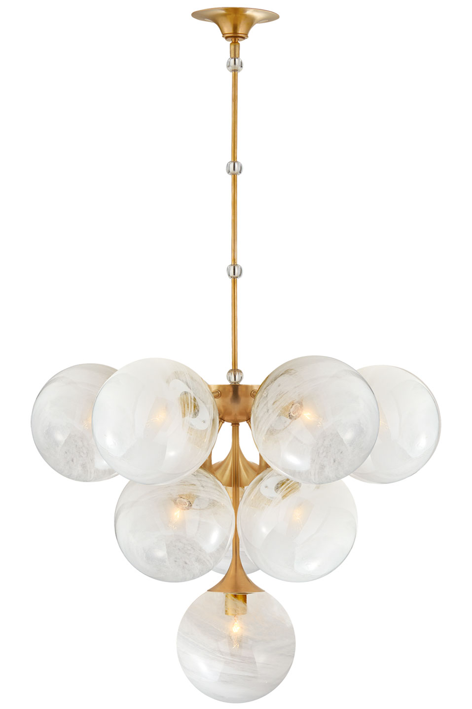 Cristol lustre 10 lumières boule blanche et doré. Visual Comfort&Co.. 
