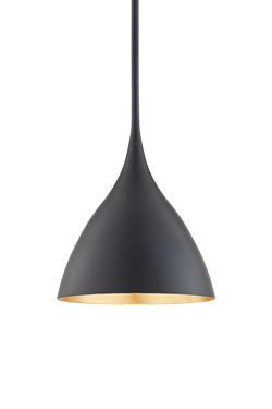 Agnes black and gold pendant lamp on stem 25cm. Visual Comfort&Co.. 