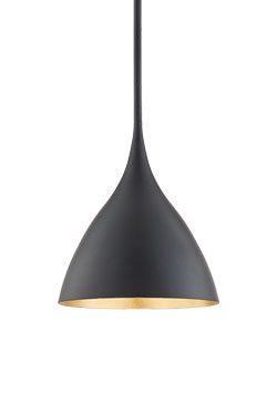 Agnes black and gold pendant lamp on stem 25cm. Visual Comfort&Co.. 