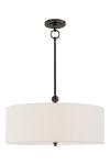 Reed cylinder pendant in white linen and bronze. Visual Comfort&Co.. 