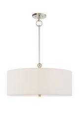Suspension classique argentée et lin blanc Reed. Visual Comfort&Co.. Suspension classique argentée et lin blanc Reed. Visual Comfort&Co..