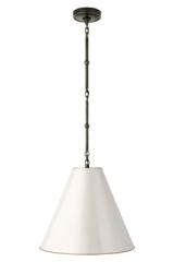 Suspension style campagne en métal noir et lin blanc Goodman. Visual Comfort&Co.. Suspension style campagne en métal noir et lin blanc Goodman. Visual Comfort&Co..