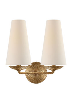 Classic 2-light wall lamp in gilded plaster Fountain. Visual Comfort&Co.. 