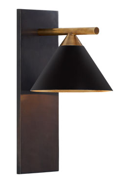 Cleo black and gold bedside wall lamp. Visual Comfort&Co.. 