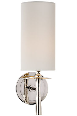 Drunmore classic silver and white linen sconce. Visual Comfort&Co.. 