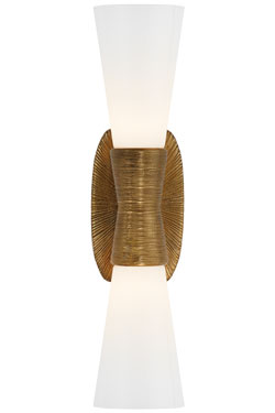 Utopia hourglass wall light gold and white glass. Visual Comfort&Co.. 