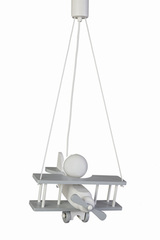 Avion gris et blanc suspension en bois laqué. Waldi Leuchten. Avion gris et blanc suspension en bois laqué. Waldi Leuchten.