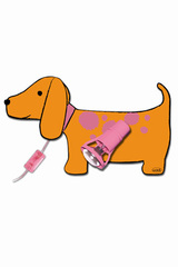 Emma applique petit chien orange et rose en bois découpé. Waldi Leuchten. Emma applique petit chien orange et rose en bois découpé. Waldi Leuchten.