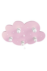 Plafonnier Nuage rose 5 lumières en bois laqué. Waldi Leuchten. Plafonnier Nuage rose 5 lumières en bois laqué. Waldi Leuchten.