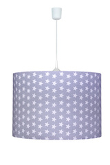 Suspension ronde motif étoiles blanches sur fond gris. Waldi Leuchten. Suspension ronde motif étoiles blanches sur fond gris. Waldi Leuchten.