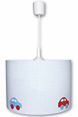 Vichy bleu clair et voitures suspension . Waldi Leuchten. Vichy bleu clair et voitures suspension . Waldi Leuchten.