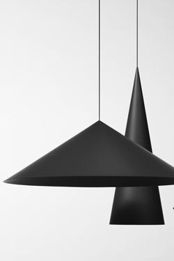 Extra Large Black Flared Cone Pendant. Watsberg. 