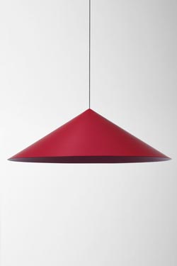 Extra Large Carmine Red Flared Cone Pendant. Watsberg. 