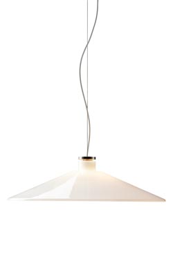 Halo S4 white pendant in flared opal glass cone. Watsberg. 