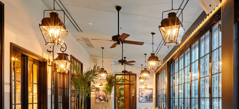 Ceiling fans in a restaurant